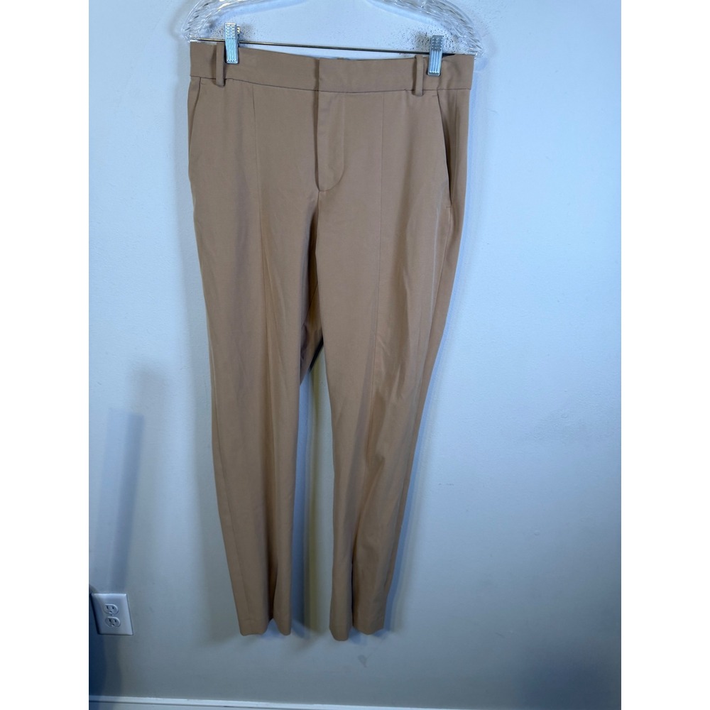 Zara Women Trousers Stretch Front Pleat Tan Medium